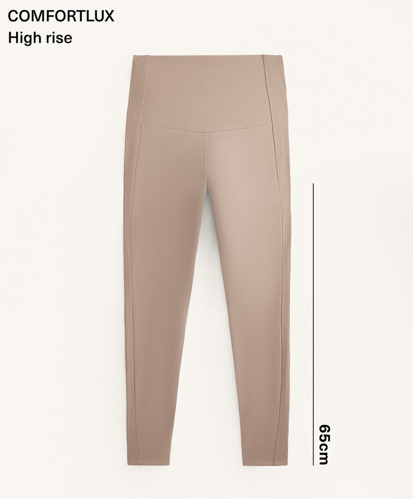 Удобные леггинсы с высокой посадкой и укороченные до лодыжек ребристой фактуры