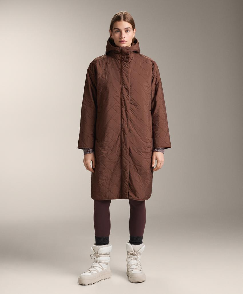 Длинный водоотталкивающий стеганый пуховик из fellex® aerogel