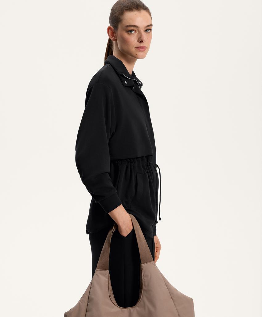 Длинный пальто из мягкого материала с модалом и карманами