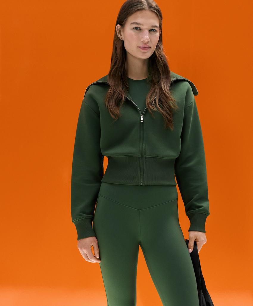 Куртка с высоким воротником из хлопкового смесового материала