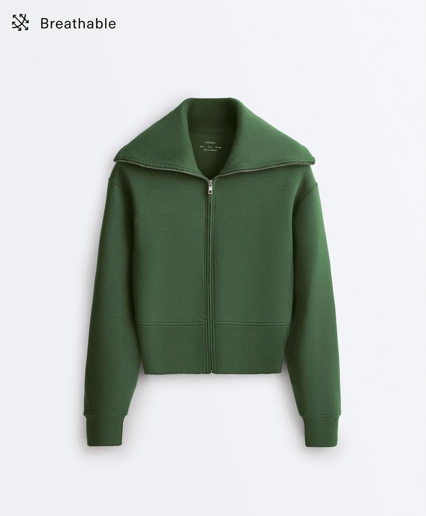 Куртка с высоким воротником из хлопкового смесового материала