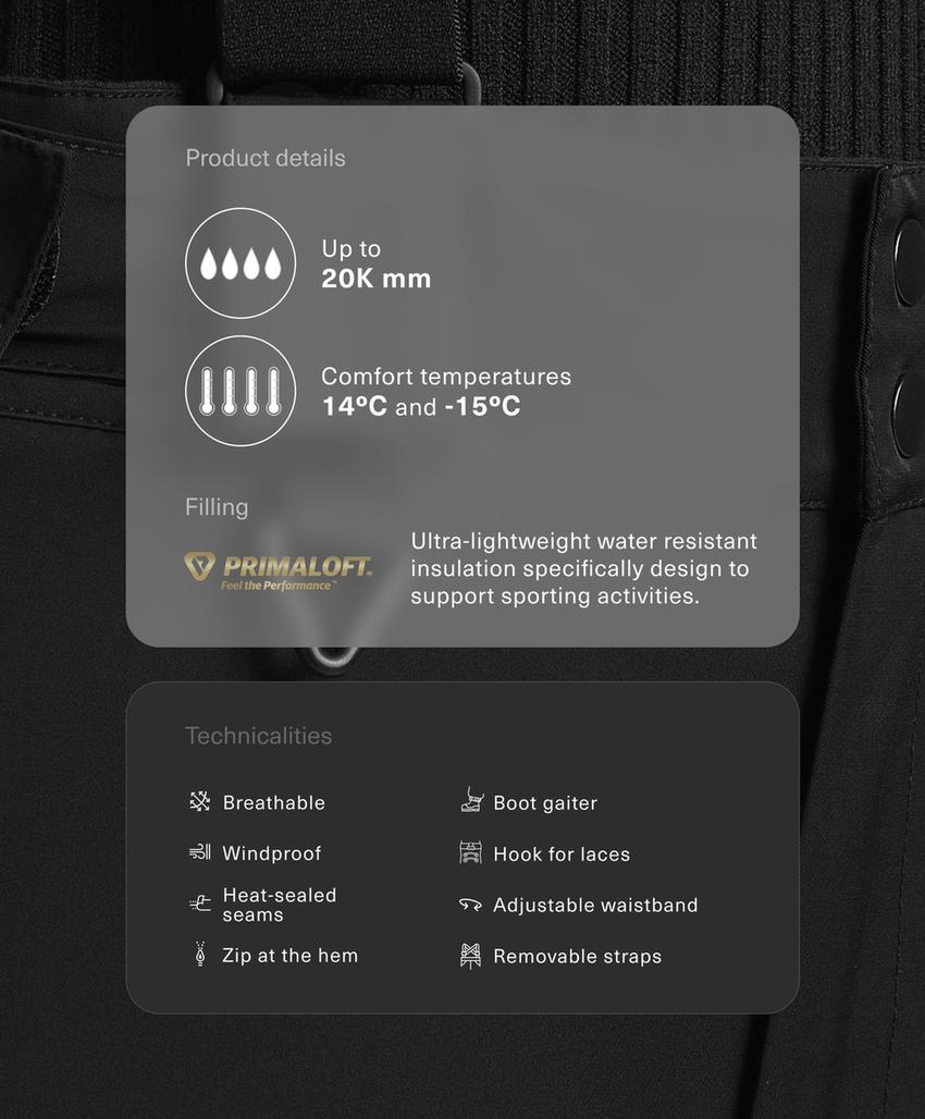 Защитные прямые брюки для горных лыж primaloft® feel the performance tm ski