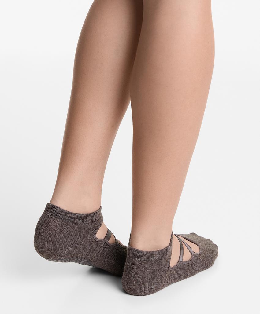 Носки для йоги и пилатес из смеси хлопка с перекрещивающимися ремешками, 2 пары