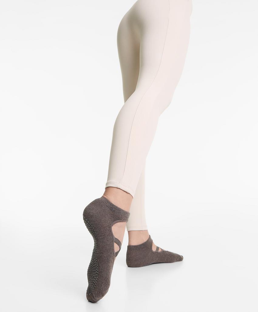 Носки для йоги и пилатес из смеси хлопка с перекрещивающимися ремешками, 2 пары