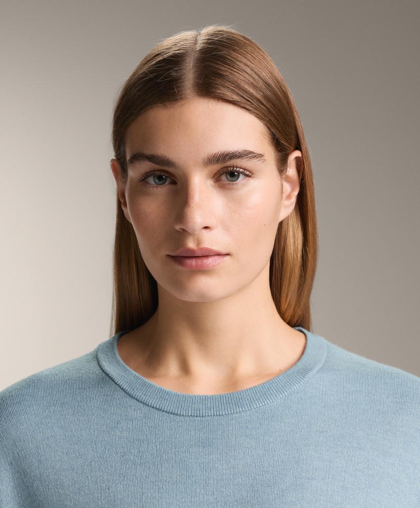 Свитер с круглым вырезом, 10% кашемир