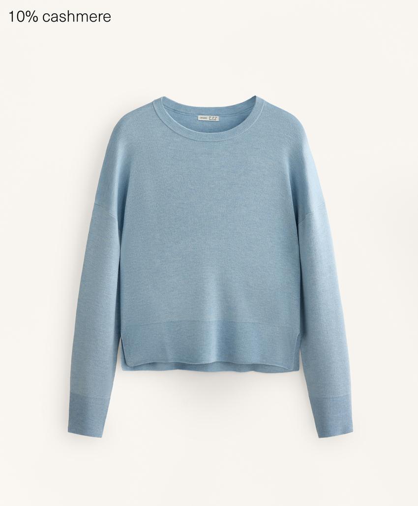Свитер с круглым вырезом, 10% кашемир