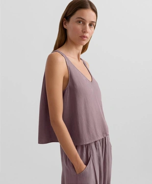 TOP на бретельках с V-образным вырезом из 100%-го льна- Заказать в России
