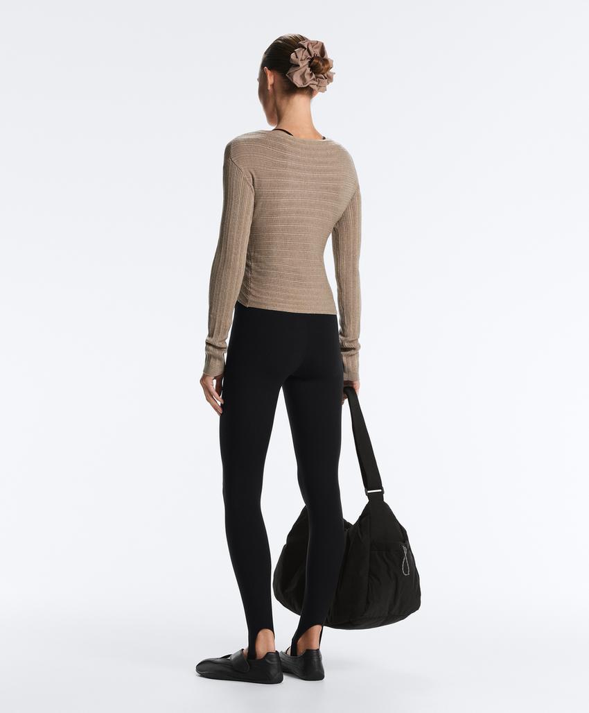 Camisola de malha fina canelada