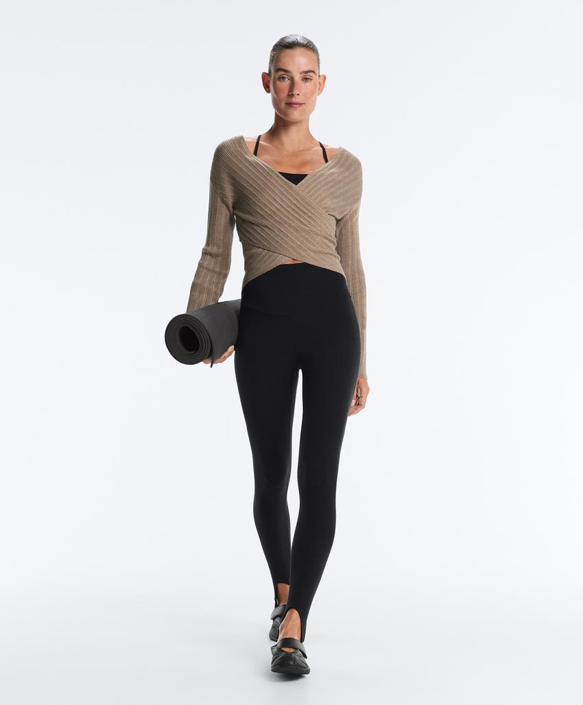 Camisola de malha fina canelada