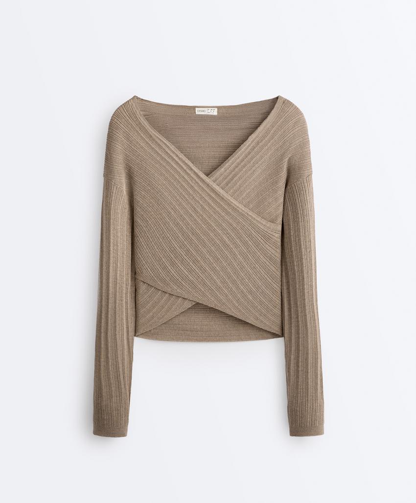 Camisola de malha fina canelada