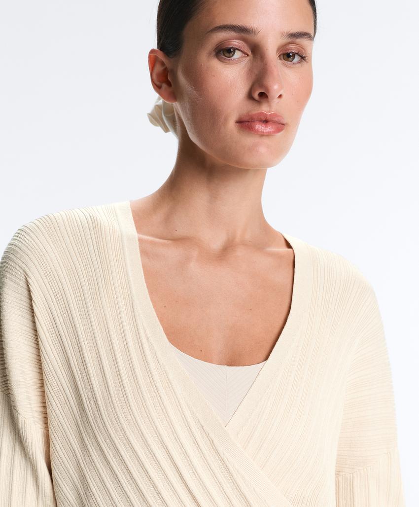 Camisola de malha rib cruzada