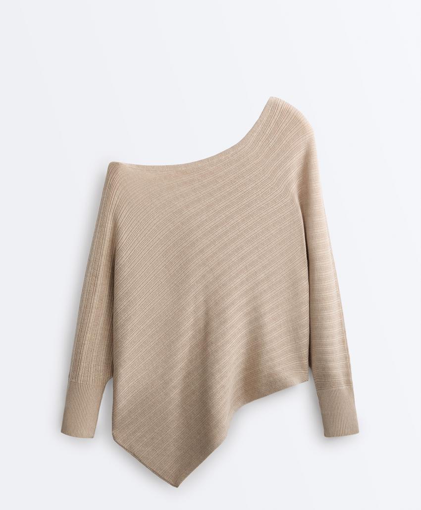 Вязаный свитер-пончо Rib