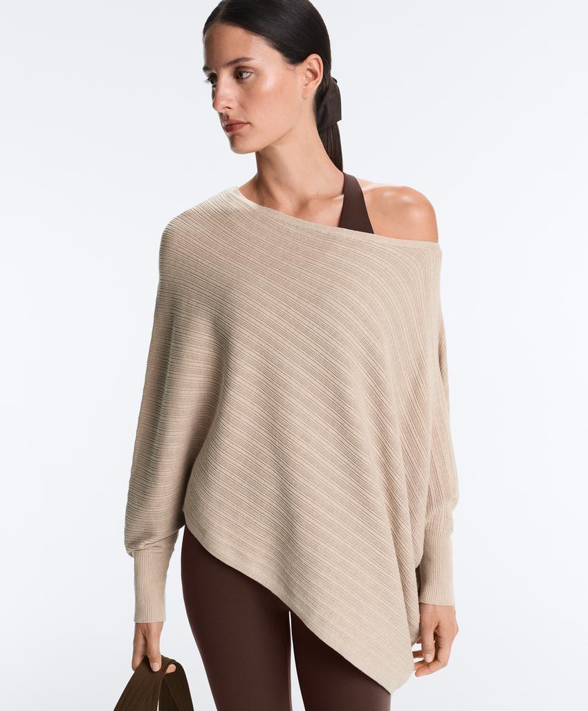 Вязаный свитер-пончо Rib