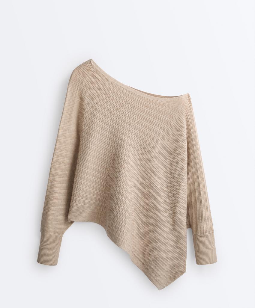 Вязаный свитер-пончо Rib