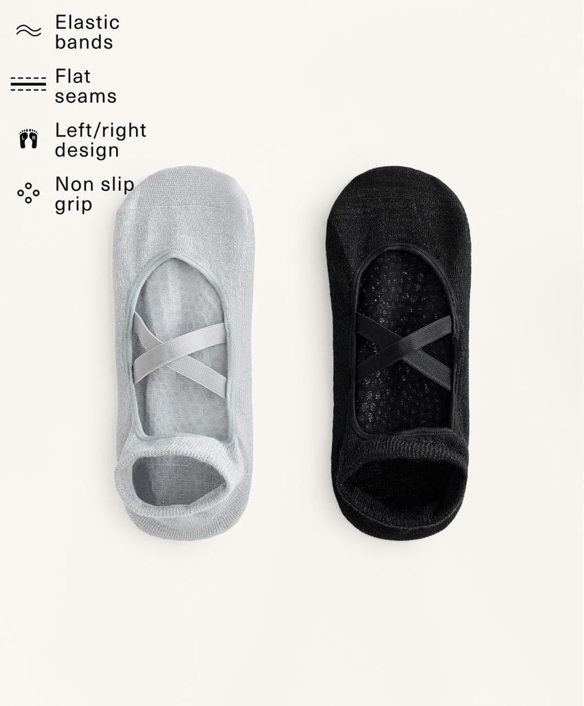 Носки для йоги и пилатес из хлопково-вискозного микса с перекрещивающимися ремнями (2 пары)