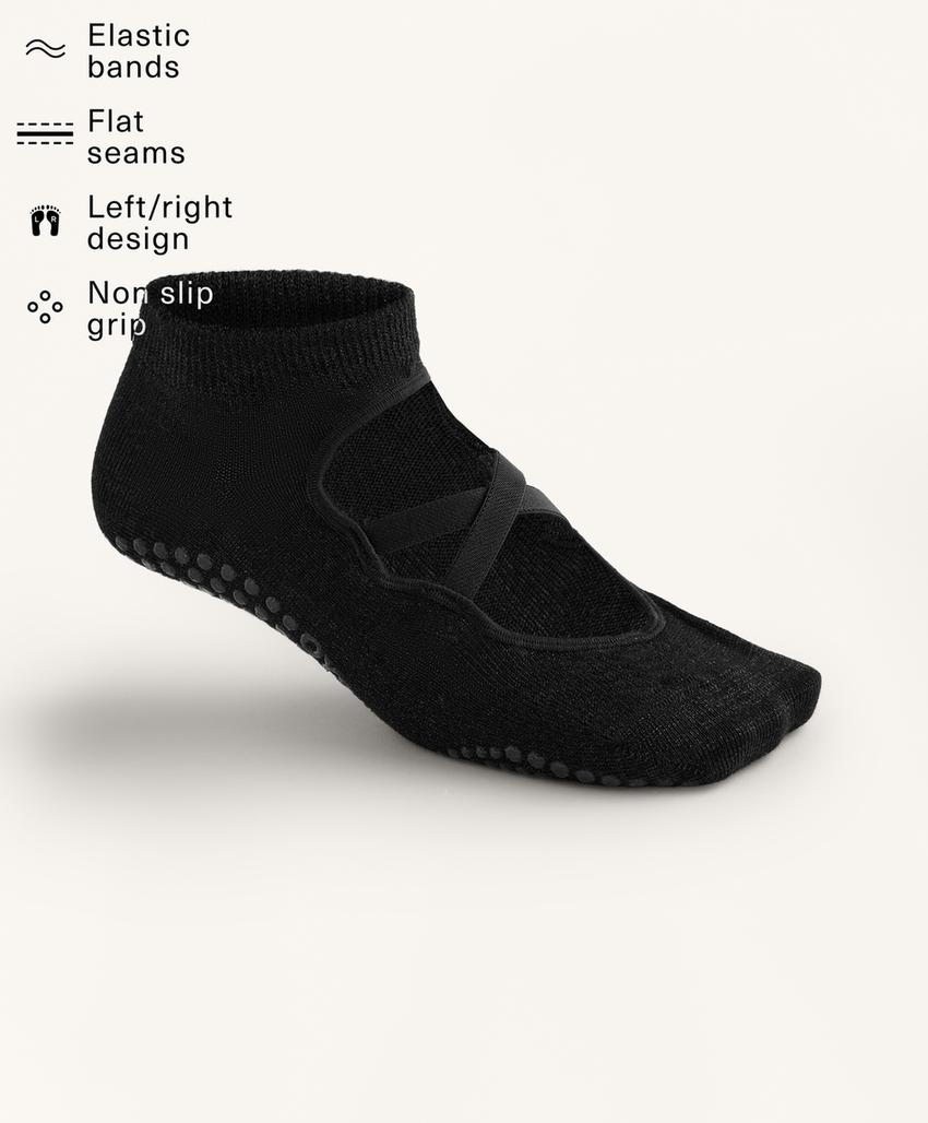 Носки для йоги и пилатес из хлопково-вискозного микса с перекрещивающимися ремнями (2 пары)