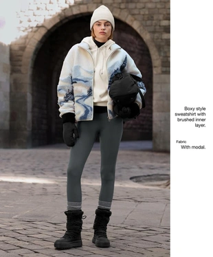 Толстовка «бокси» с капюшоном из модала с начесом- Заказать в России