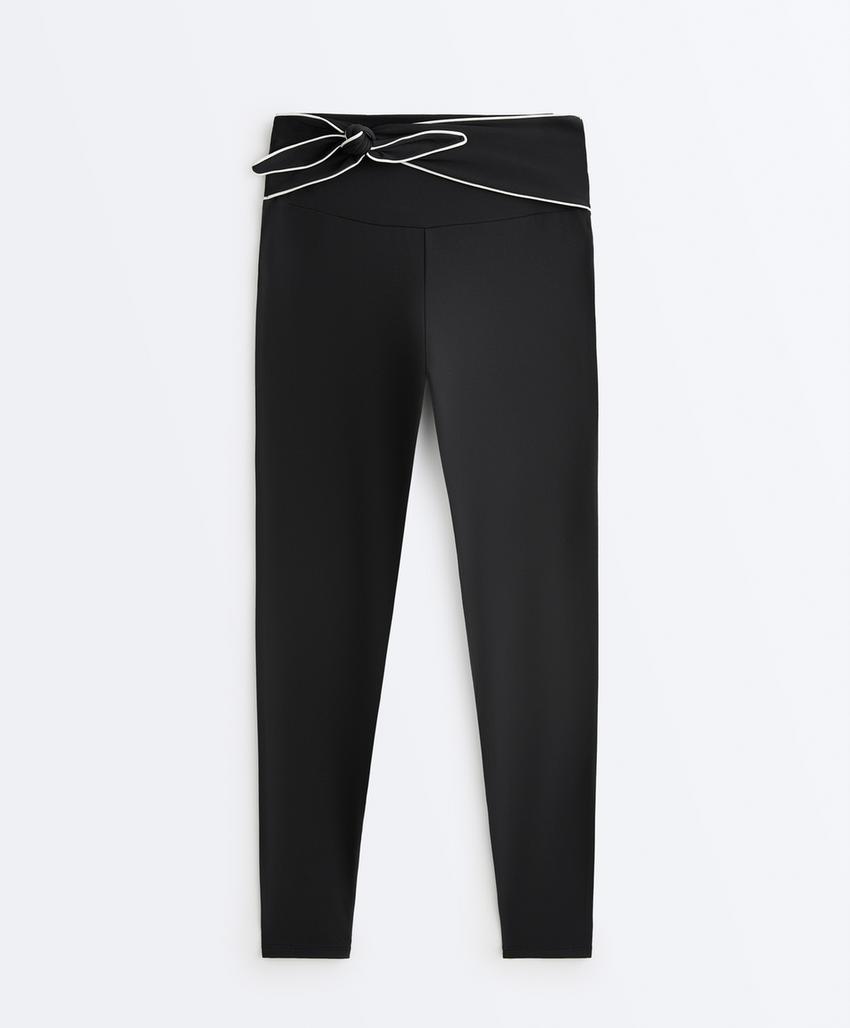 Леггинсы с высокой посадкой и украшеными бантом comfortlux до щиколотки
