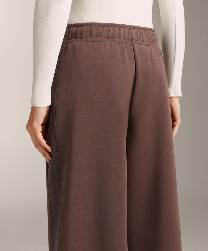 Широкие прямые брюки из ребристого модала с начесом