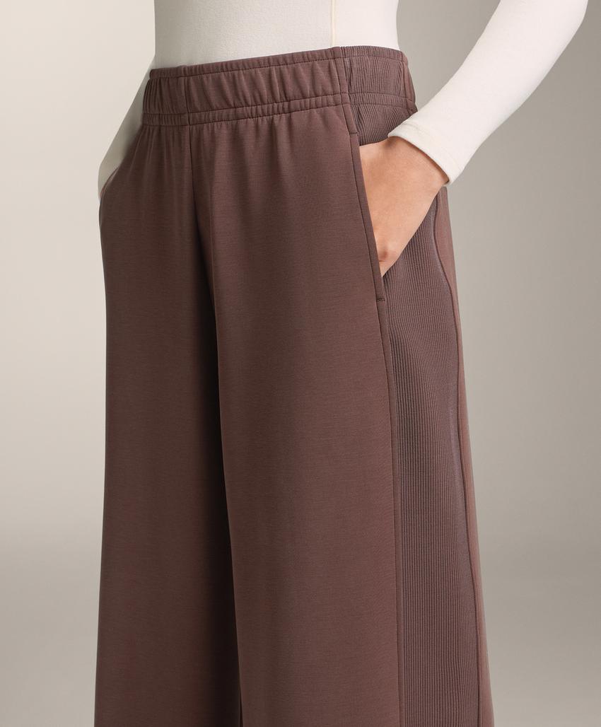 Широкие прямые брюки из ребристого модала с начесом