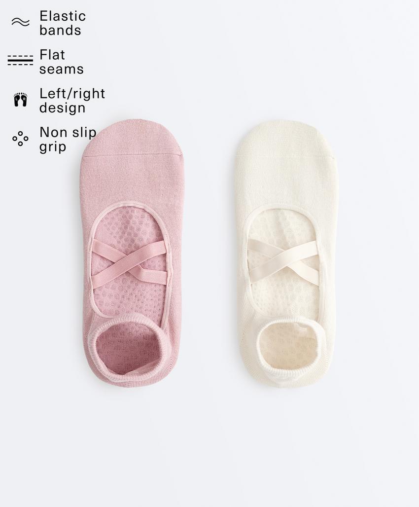 Носки для йоги и пилатеса из хлопкового смесового материала с перекрещивающимися ремешками, 2 пары