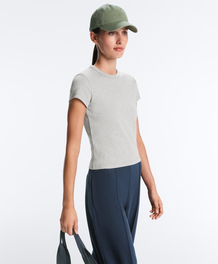 Облегающая футболка из смесового хлопка с ребристой текстурой