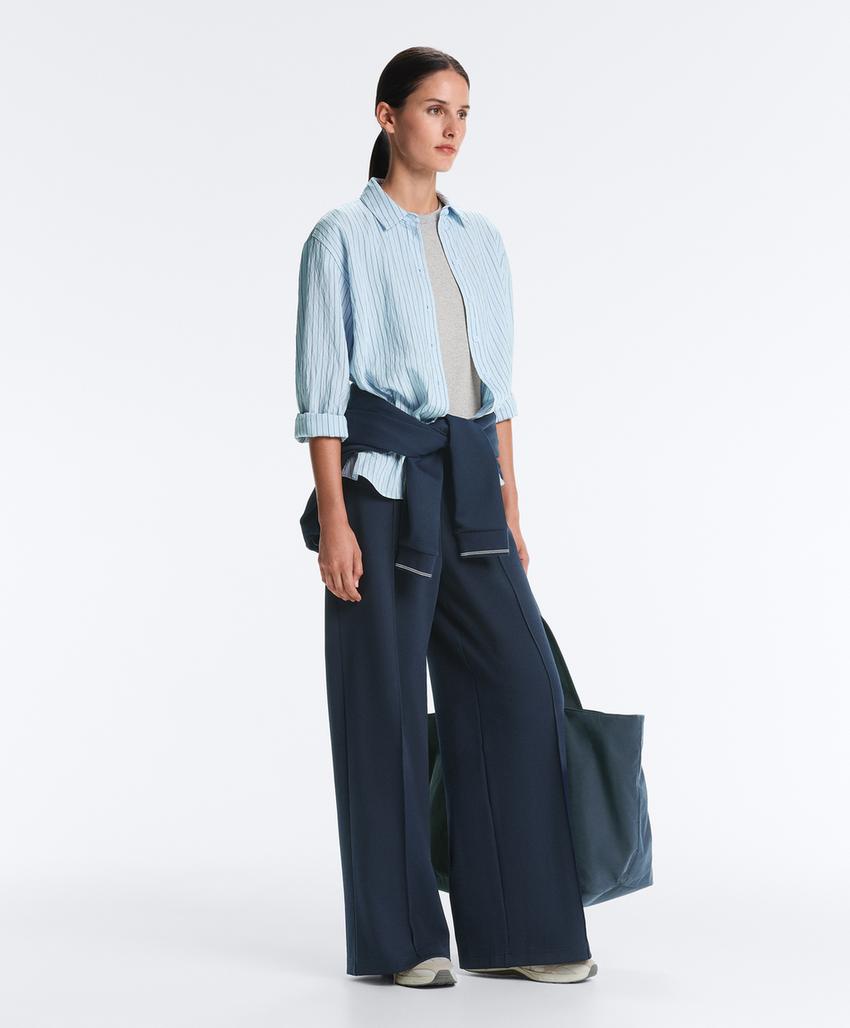 Облегающая футболка из смесового хлопка с ребристой текстурой