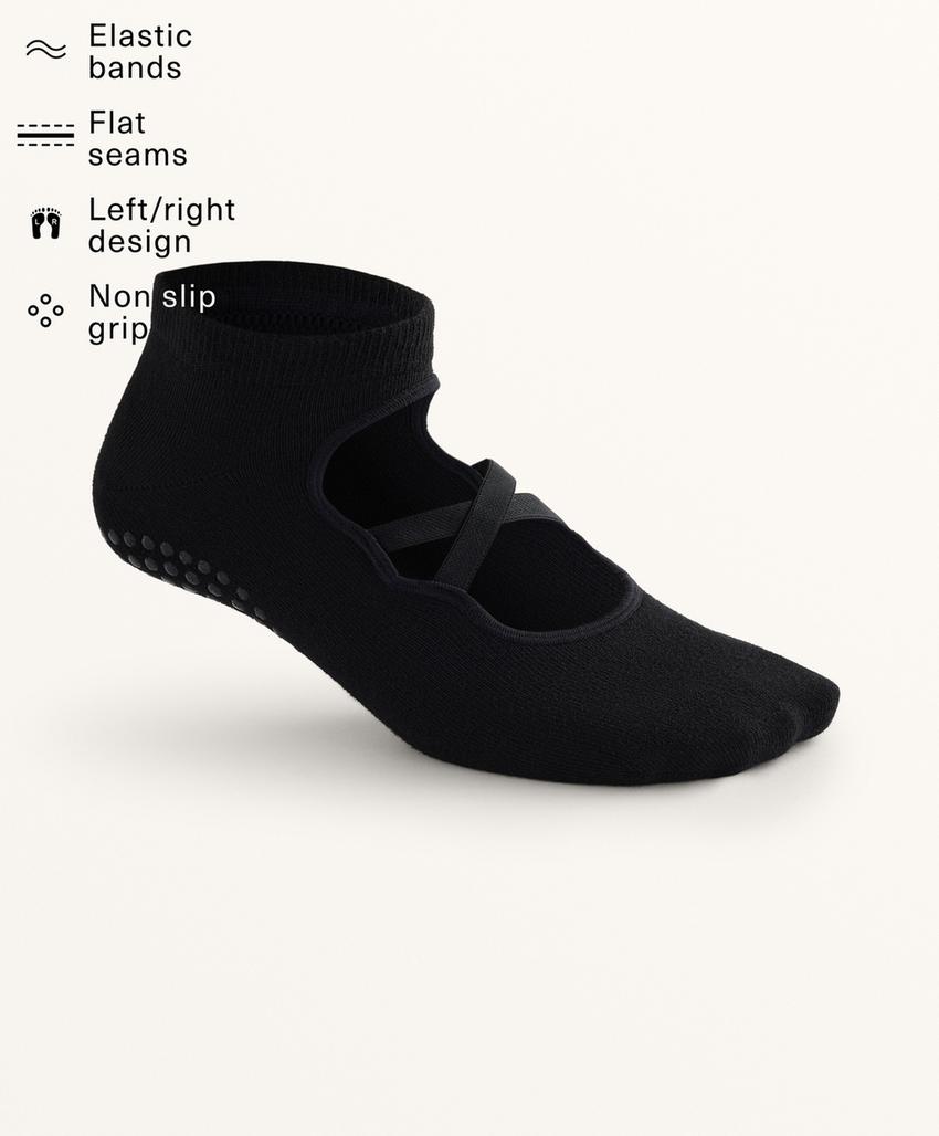 Носки для йоги и пилатеса из хлопкового смесового материала с перекрещивающимися ремешками (2 пары)