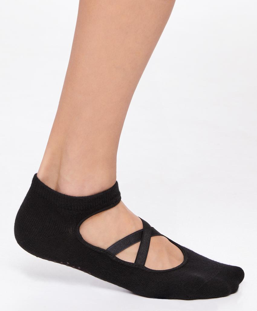 Носки для йоги и пилатеса из хлопкового смесового материала с перекрещивающимися ремешками (2 пары)