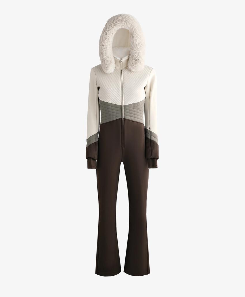 Костюм для катания на лыжах с водоотталкивающим покрытием и контрастной расцветкой