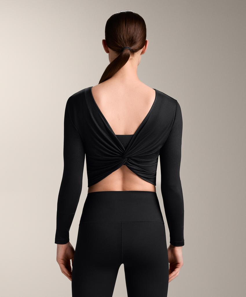 Многофункциональная длиннорукавная футболка из смесовой лиоцелл с завязкой