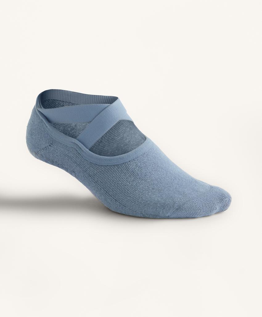 Носки для йоги и пилатес из хлопка с наполнителем и перекрещивающимися ремешками, 2 пары