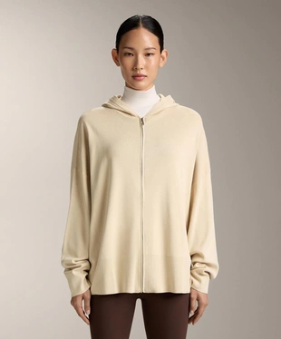 Длинная вязаная куртка с капюшоном- Заказать в России