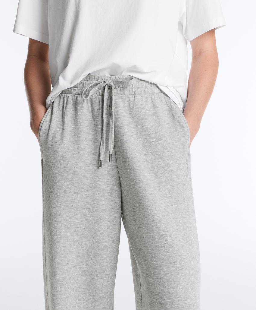 Брюки прямого кроя из меланжевого пике