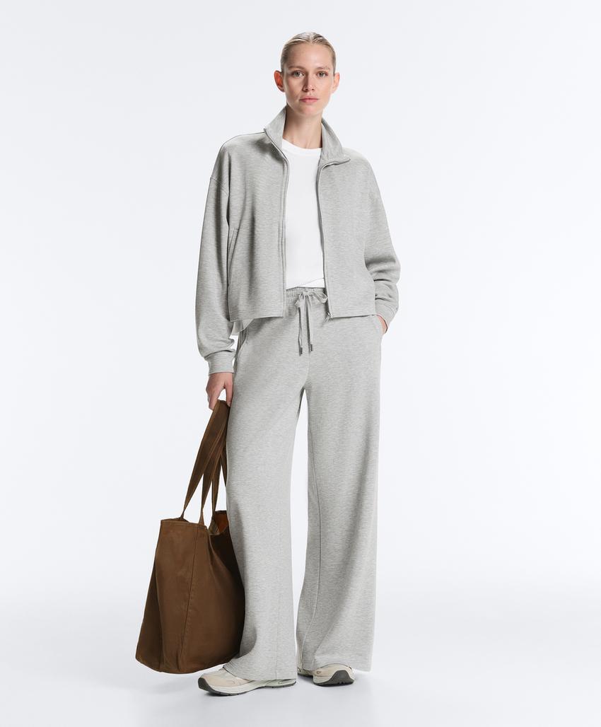 Брюки прямого кроя из меланжевого пике