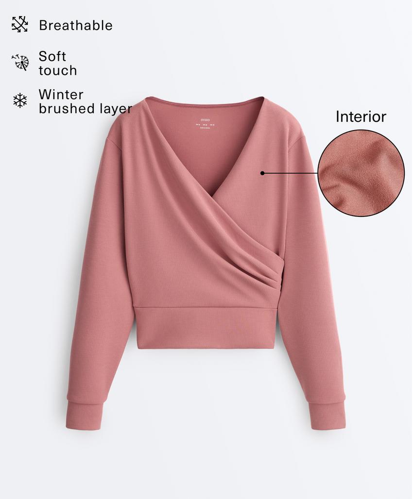 Теплый хлопковый свитшот с запахом