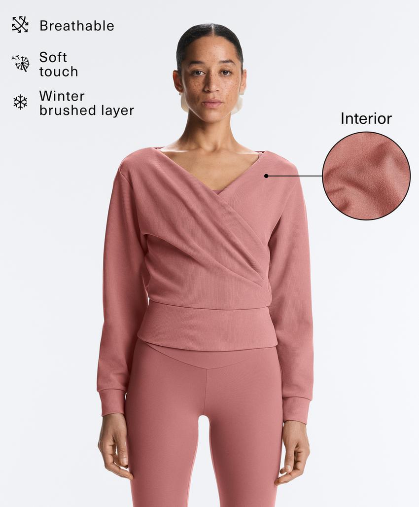 Теплый хлопковый свитшот с запахом