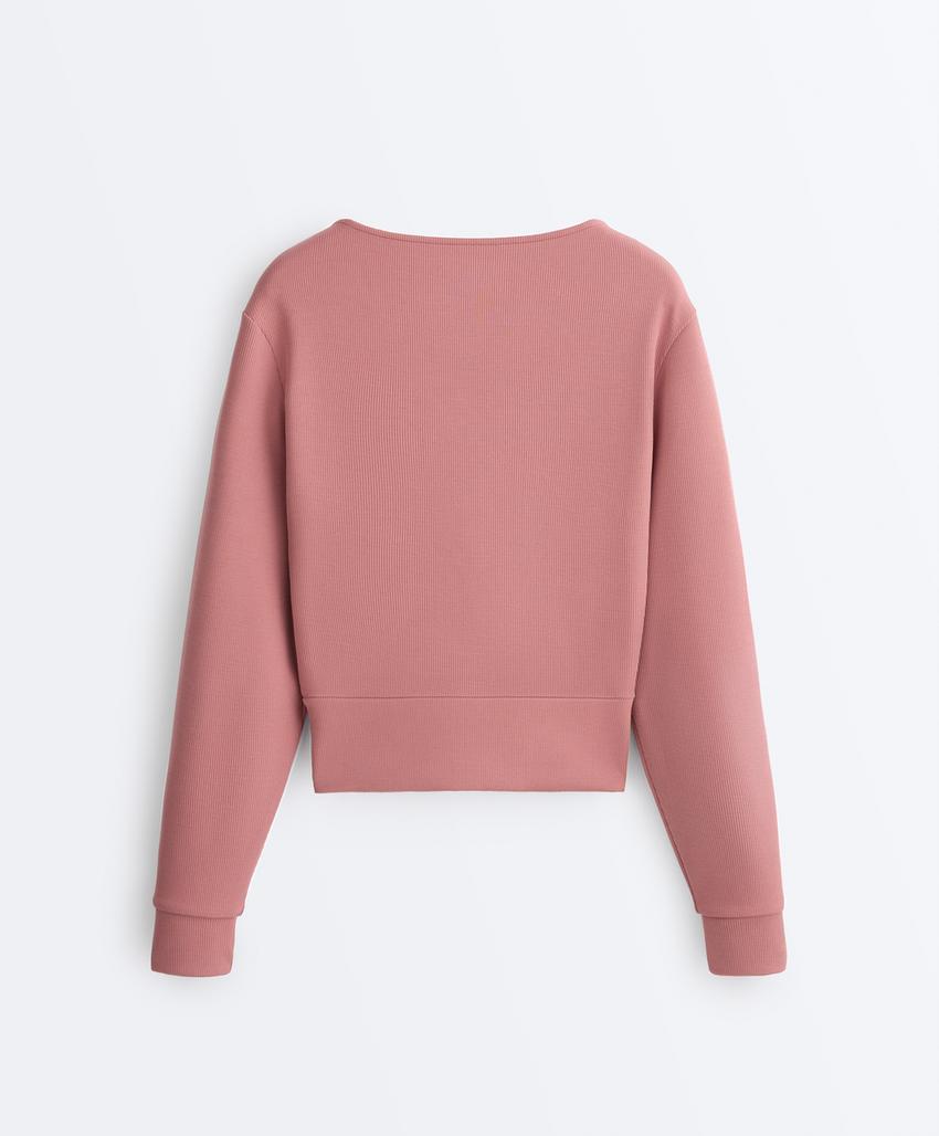 Теплый хлопковый свитшот с запахом