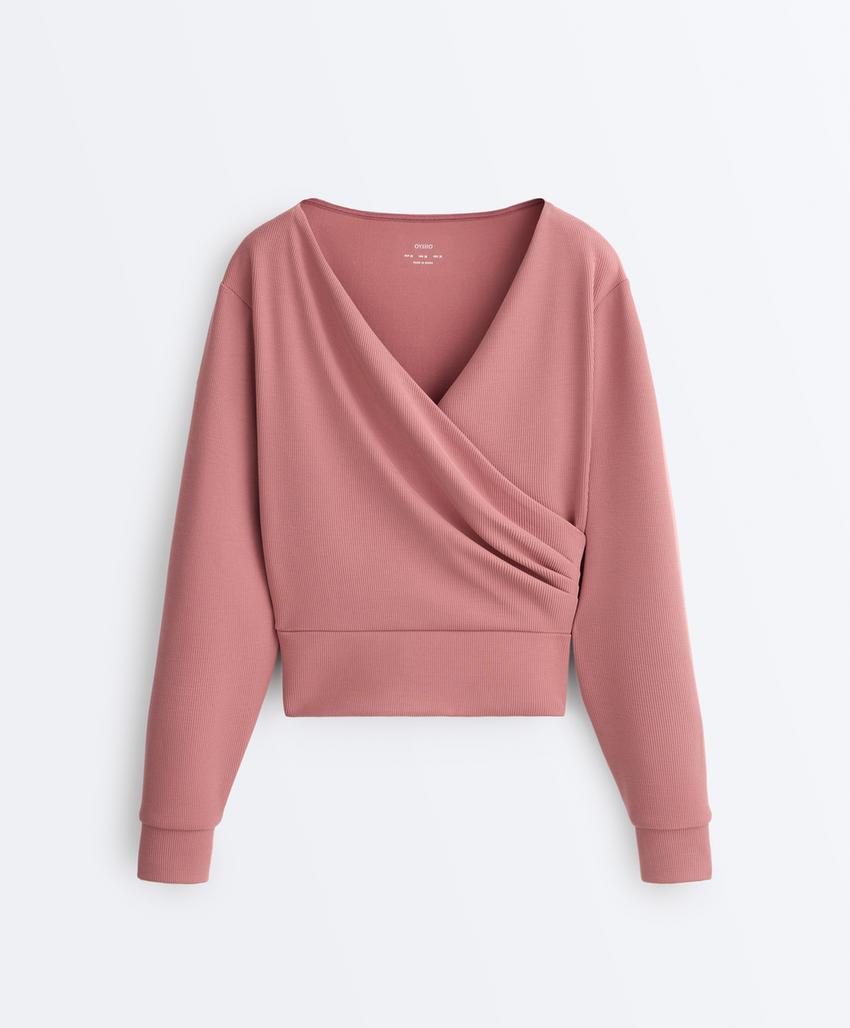 Теплый хлопковый свитшот с запахом