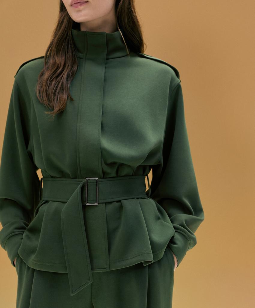 Парка из хлопкового верблюжьего шерсти с поясом