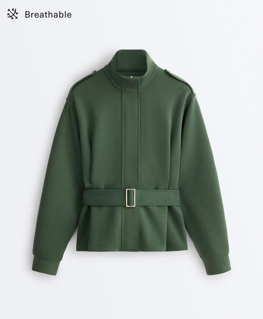 Парка из хлопкового верблюжьего шерсти с поясом