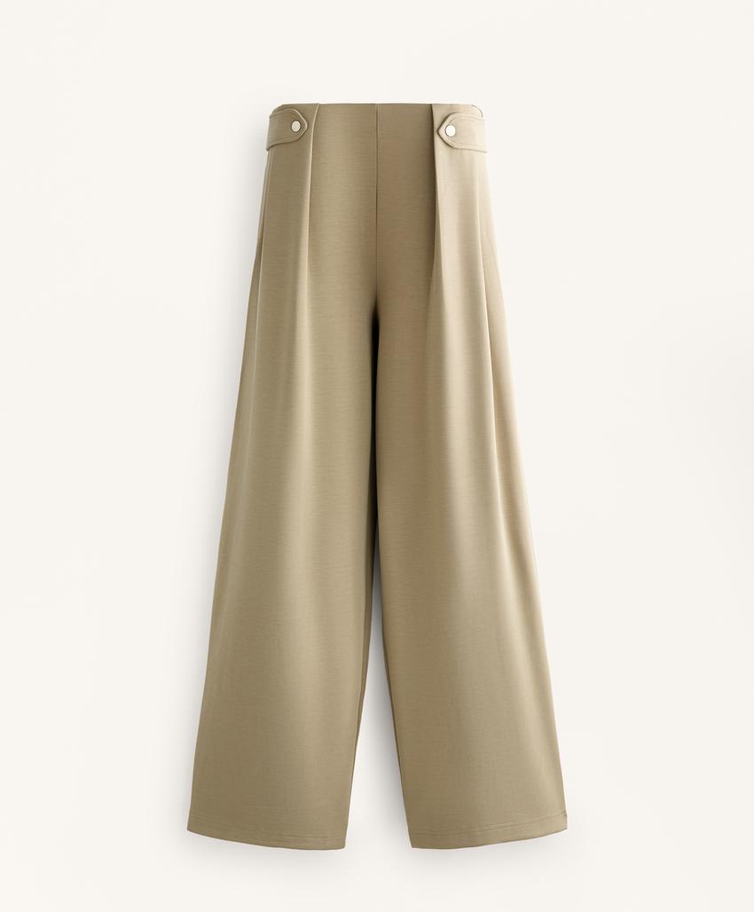 Широкие брюки со складками на талии из мягкой ткани с модалом