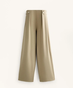 Широкие брюки со складками на талии из мягкой ткани с модалом- Заказать в России