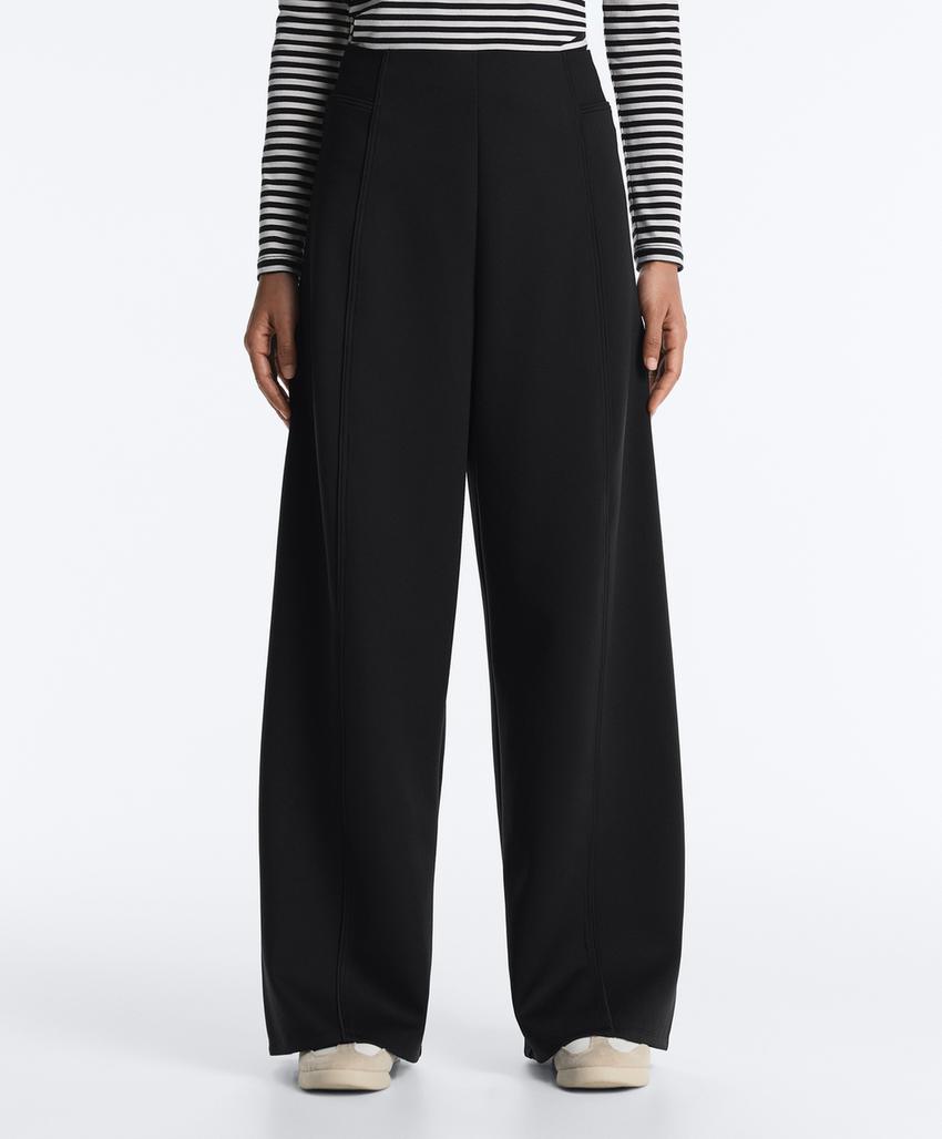 Широкие брюки High rise с эффектом неопрена