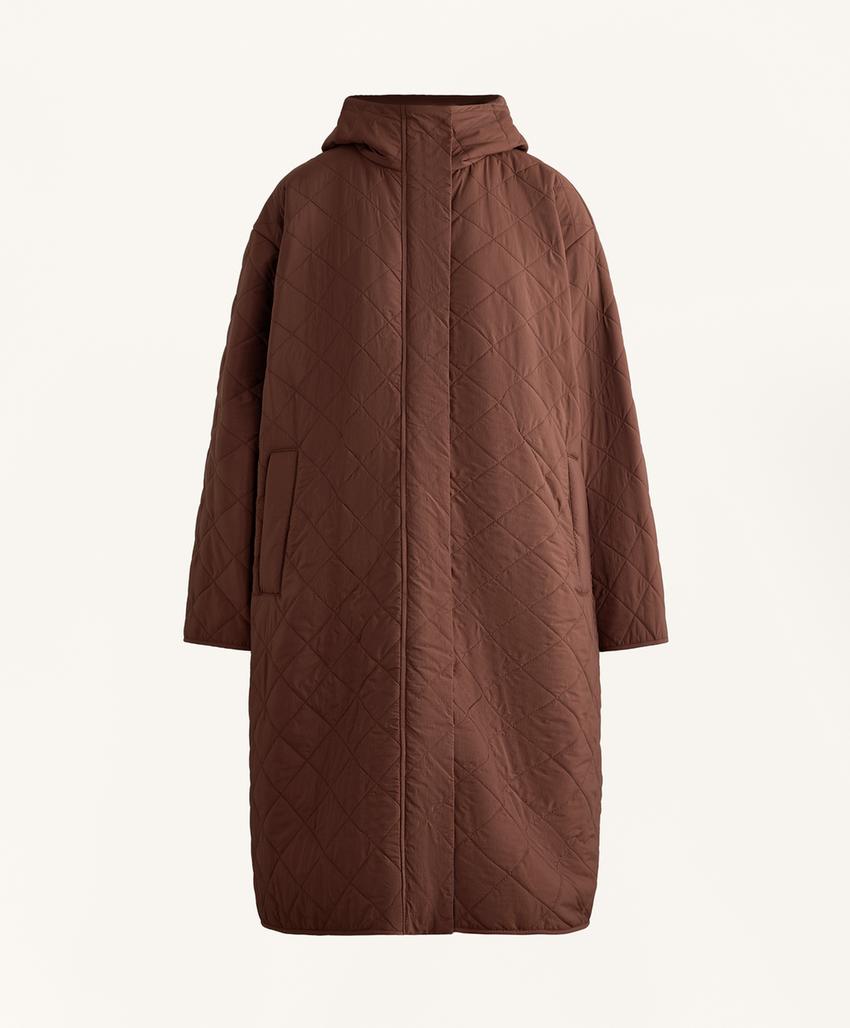 Длинный водоотталкивающий стеганый пуховик из fellex® aerogel