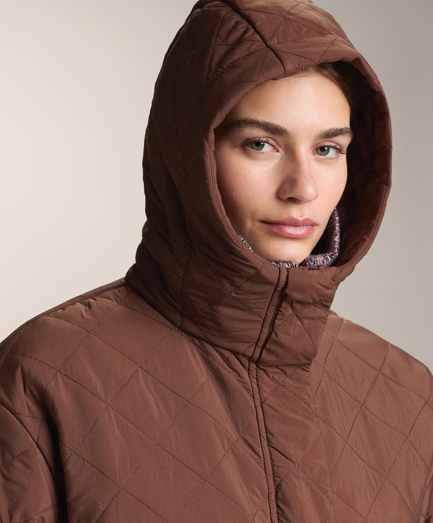 Длинный водоотталкивающий стеганый пуховик из fellex® aerogel