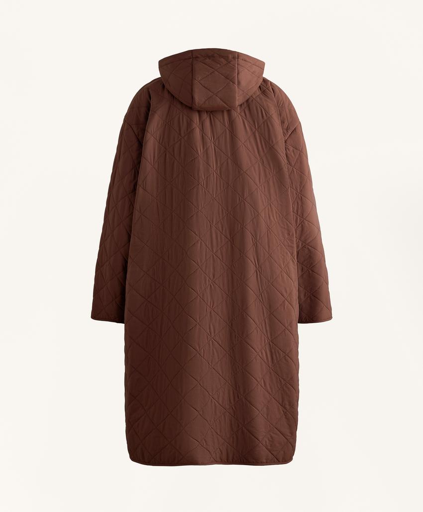 Длинный водоотталкивающий стеганый пуховик из fellex® aerogel