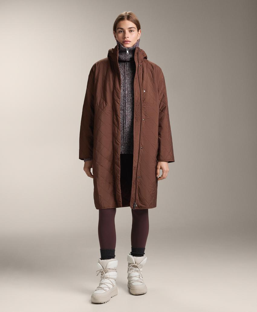 Длинный водоотталкивающий стеганый пуховик из fellex® aerogel