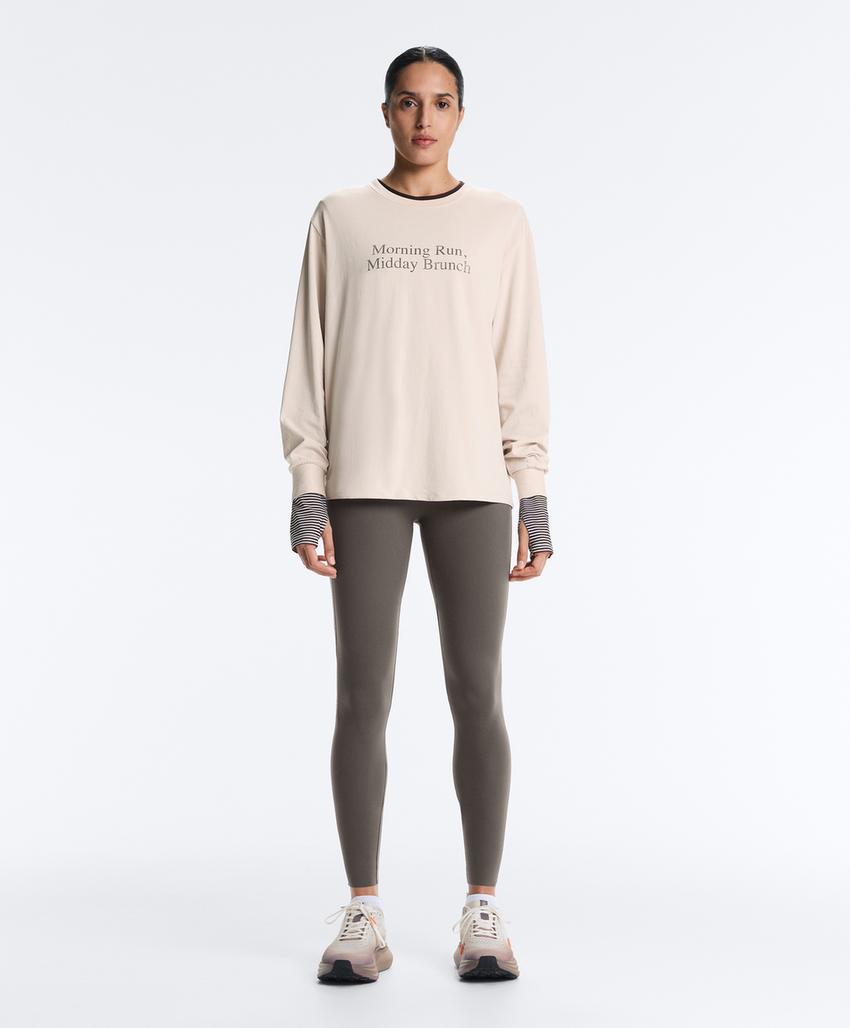 Футболка с длинным рукавом из хлопкового смесового материала с лозунгом