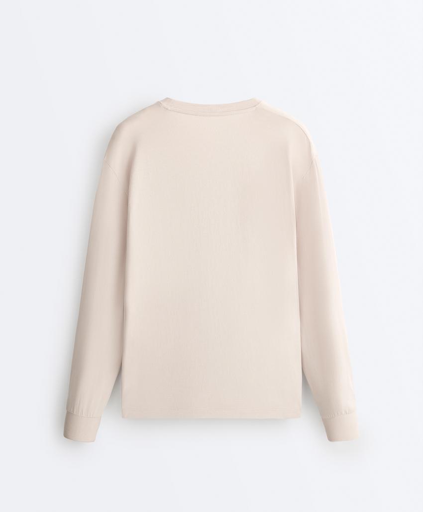 Футболка с длинным рукавом из хлопкового смесового материала с лозунгом